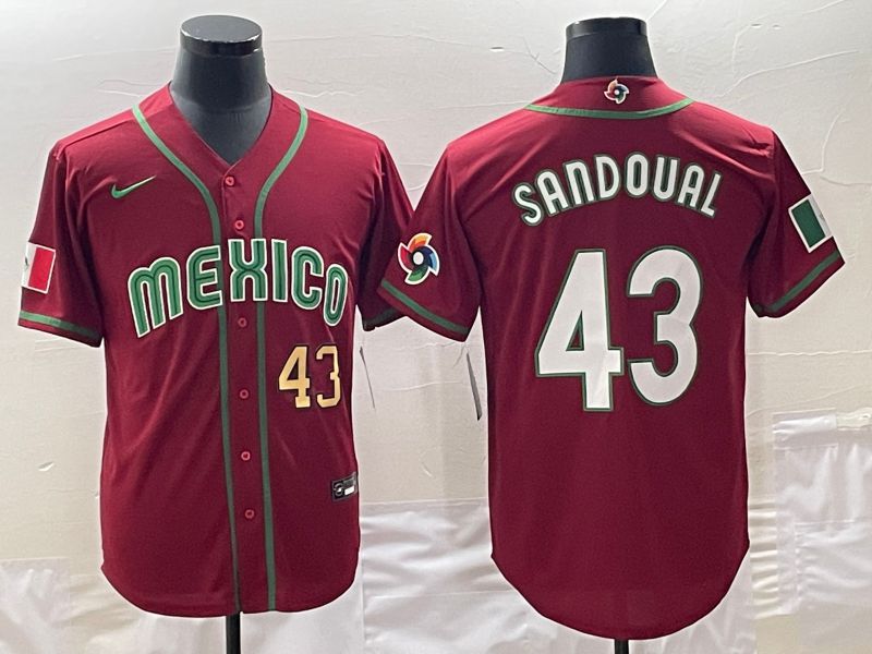 Men 2023 World Cub Mexico #43 Sandoual Red Nike MLB Jersey4